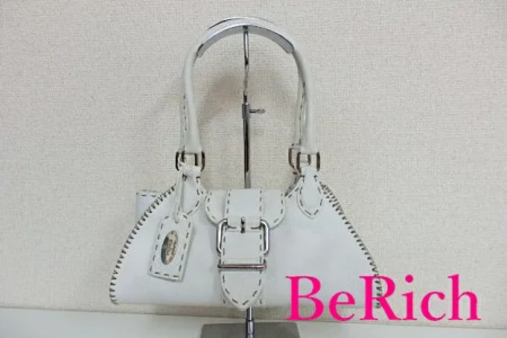 Fendi Handbag Selleria White Leather
